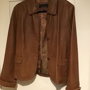 Leather jacket with back peplum